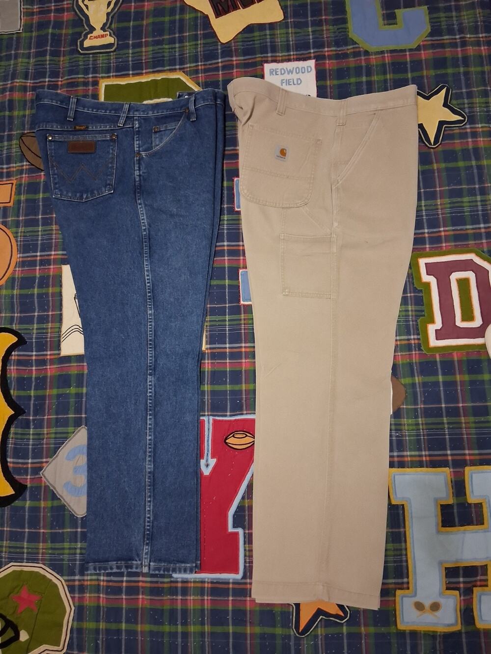 Lot of 2 Mens Pants Wrangler 47MWZ Jeans & Carhartt Utility Work Pants 40x30